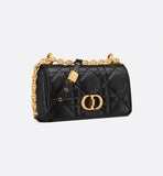 Small Soft Caro Bag Black Macrocannage Lambskin