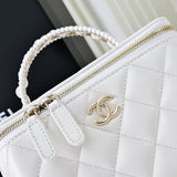 25P new woven handle box bag cosmetic case white