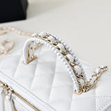 25P new woven handle box bag cosmetic case white