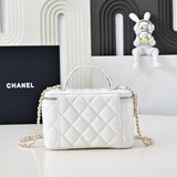 25P new woven handle box bag cosmetic case white
