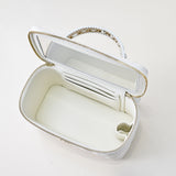25P new woven handle box bag cosmetic case white