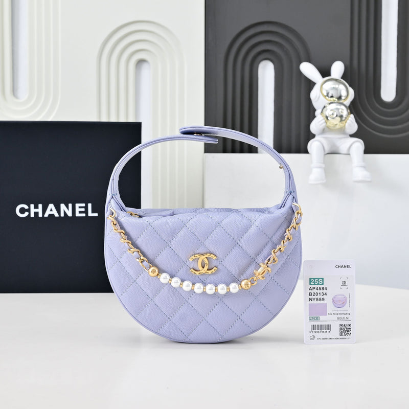 Quilted Circle Pouch Bag lavender AP4584