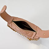 Quilted Circle Pouch Bag Nude AP4584