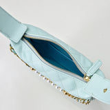 Quilted Circle Pouch Bag Light Blue AP4584