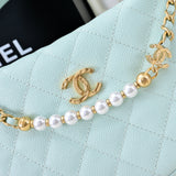 Quilted Circle Pouch Bag Light Blue AP4584