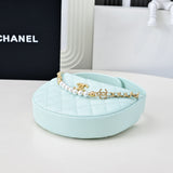 Quilted Circle Pouch Bag Light Blue AP4584