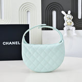 Quilted Circle Pouch Bag Light Blue AP4584