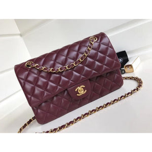 CC 1112 Burgundy Medium Size 2.55 Lambskin Leather Flap Bag