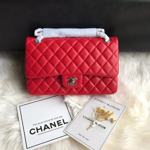 CC 1112 Red Medium Size 2.55 Lambskin Leather Flap Bag