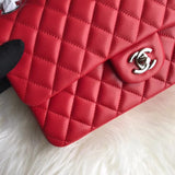 1112 Red Medium Size 2.55 Lambskin Leather Flap Bag