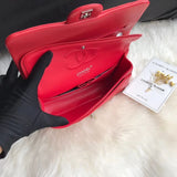 1112 Red Medium Size 2.55 Lambskin Leather Flap Bag