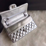 1112 Silver Medium Size 2.55 Lambskin Leather Flap Bag