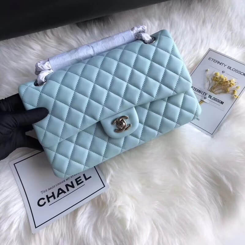 CC 1112 Tiffany Blue Medium Size 2.55 Lambskin Leather Flap Bag