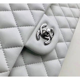 1112 White Medium Size 2.55 Lambskin Leather Flap Bag