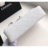 1112 White Medium Size 2.55 Lambskin Leather Flap Bag