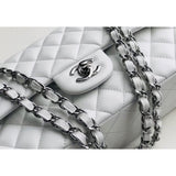 1112 White Medium Size 2.55 Lambskin Leather Flap Bag