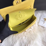 1112 Yellow Medium Size 2.55 Lambskin Leather Flap Bag
