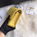 1112 Yellow Medium Size 2.55 Lambskin Leather Flap Bag