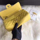 1112 Yellow Medium Size 2.55 Lambskin Leather Flap Bag