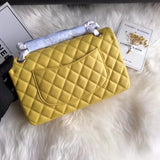 1112 Yellow Medium Size 2.55 Lambskin Leather Flap Bag
