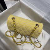 20cm Classic Flap Bag in Yellow Tweed 1116