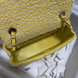 20cm Classic Flap Bag in Yellow Tweed 1116
