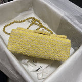 20cm Classic Flap Bag in Yellow Tweed 1116