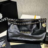 22 Bag Handbag Black Shiny Calfskin AS4486