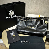 22 Bag Handbag Black Shiny Calfskin AS4486