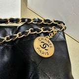 22 Bag Handbag Black Shiny Calfskin AS4486