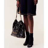 22 Handbag Shiny Metallic Calfskin AS3260 Black/Gold