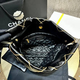 22 Handbag Shiny Metallic Calfskin AS3260 Black/Gold