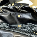 22 Handbag Shiny Metallic Calfskin AS3260 Black/Gold