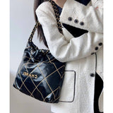 22 Handbag Shiny Metallic Calfskin AS3260 Black/Gold