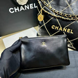 22 Handbag Shiny Metallic Calfskin AS3260 Black/Gold