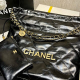 22 Small Handbag Shiny Calfskin AS3260 Black Gold