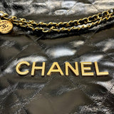 22 Small Handbag Shiny Calfskin AS3260 Black Gold