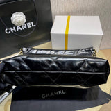 22 Small Handbag Shiny Calfskin AS3260 Black Gold