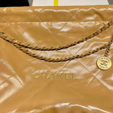 22 Small Handbag Shiny Calfskin AS3260 Camel Gold Metal