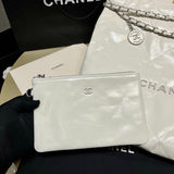 22 Small Handbag Shiny Calfskin AS3260 White Silver