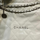 22 Small Handbag Shiny Calfskin AS3260 White Silver