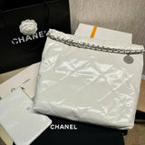22 Small Handbag Shiny Calfskin AS3260 White Silver