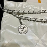 22 Small Handbag Shiny Calfskin AS3260 White Silver