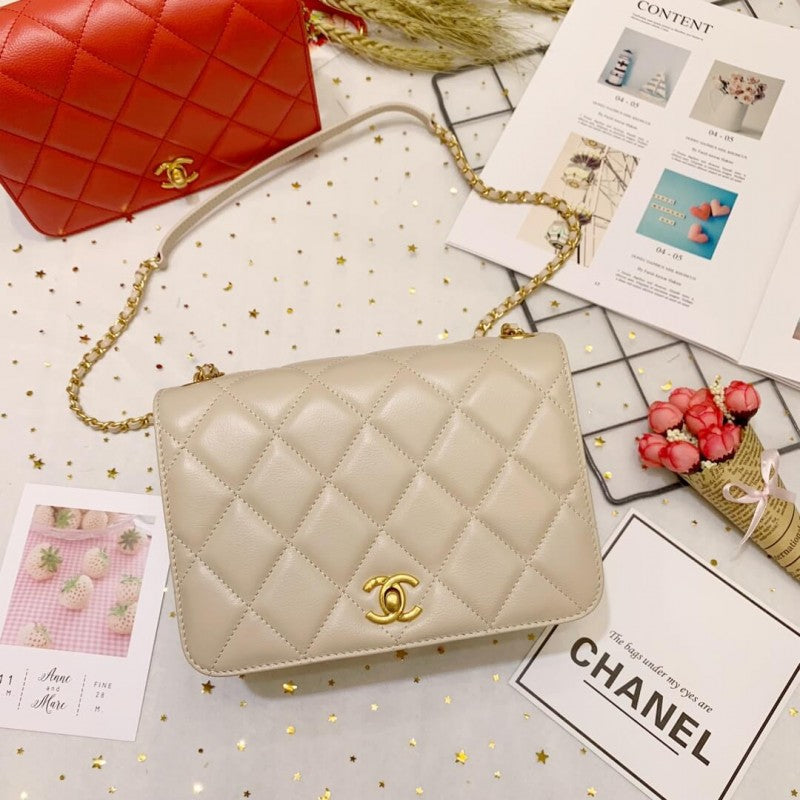 CC Calf Leather Single Flap Bag AS8869