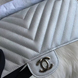 Chevron Caviar Calfskin Classic Flap Bag A01112