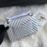 Chevron Caviar Calfskin Classic Flap Bag A01112