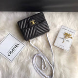 Chevron Lambskin 17cm Classic Flap Bag 1115
