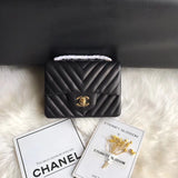 CC Chevron Lambskin 17cm Classic Flap Bag 1115