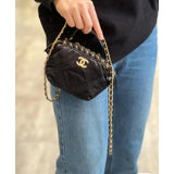 Clutch With Chain in Nylon Grosgrain AP2669 Black