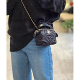 Clutch With Chain in Nylon Grosgrain AP2669 Black